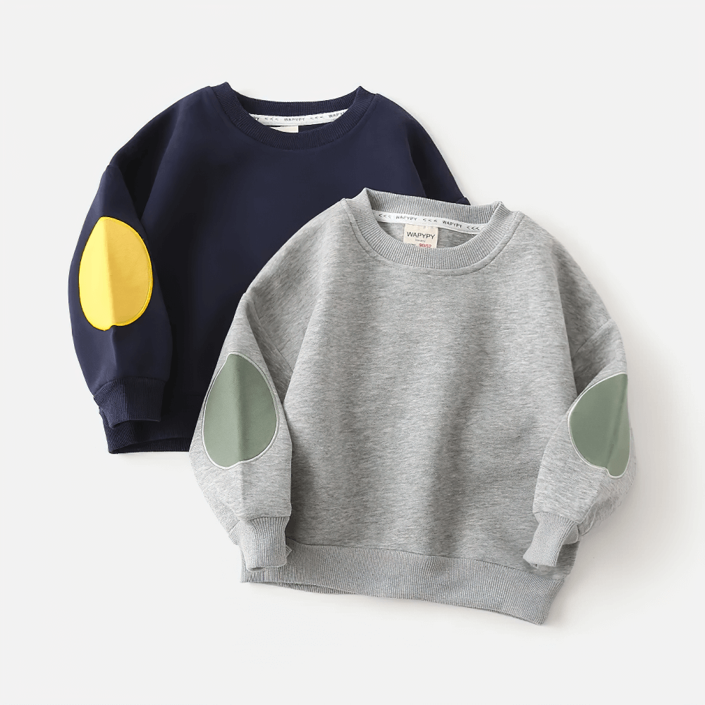 Round Neck Sweatshirt with Contrasting Sleeves - SF3550 for Kids, Color Block Design in Navy and Grey, Perfect for Casual and Active Wear